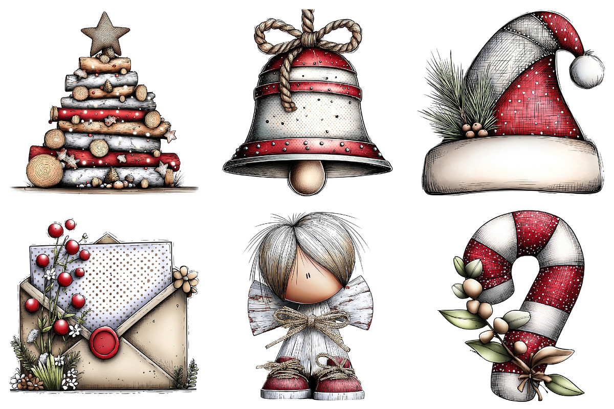 Neutral Rustic Christmas Clipart Bun, an Illustration by Daily.Designs (Photo 3 of 5)