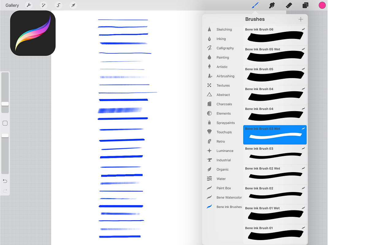 Procreate Ink Brushes, a Brush Add-On by Bene's shop (Photo 3 of 8)