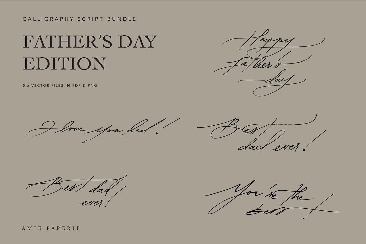 Father's Day Calligraphy Bundle, an Illustration by AmiePaperie