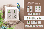 Forest Alphabet Watercolor Clipart, an Education Illustration by AnitaPol (Thumbnail 9 of 12)