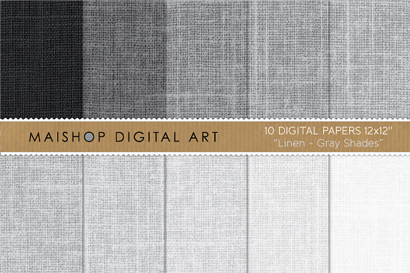 Digital Papers Linen Gray Shades preview 4
