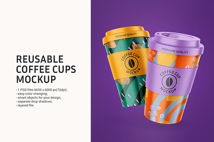 Reusable Coffee Cups Mockup