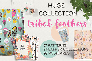 37 Feather Patterns, 20 Postcards