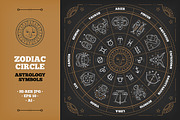 Zodiac circle with horoscope signs, an Animal Illustration by painterr (Thumbnail 1 of 2)