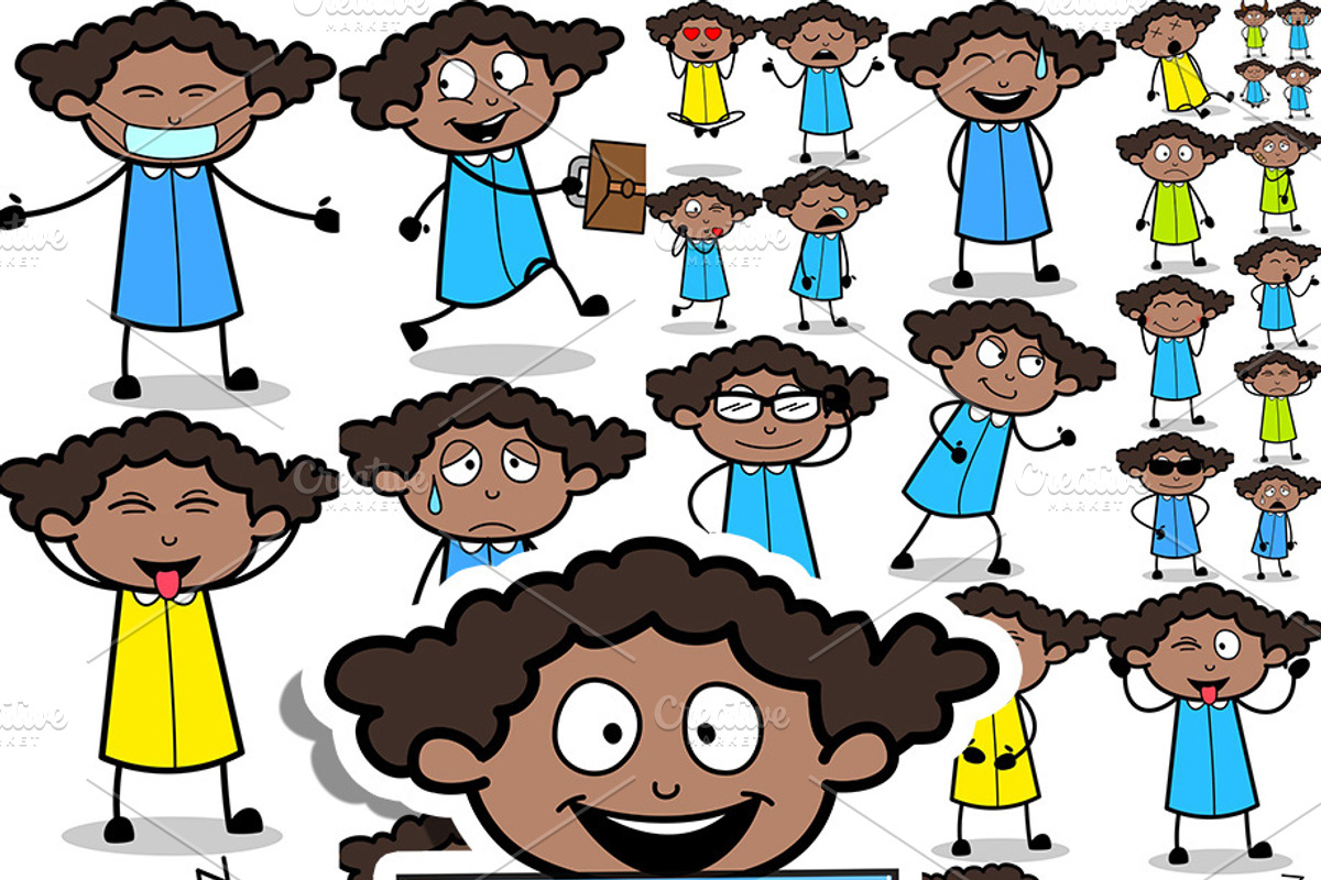 Black Girl ~ Cartoon Character Set, a Person Illustration by The Toon Company (Photo 4 of 9)