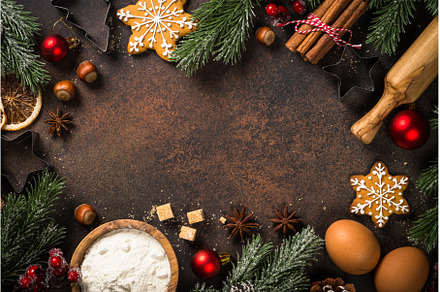 Christmas baking background at dark, a Holiday Photo by Nadia-nb