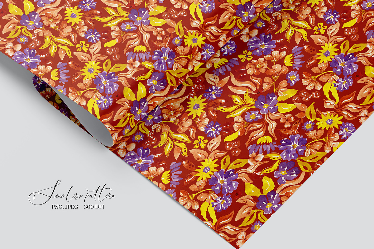 Watercolor summer floral pattern, a Pattern Graphic by SirenaArt (Photo 11 of 12)