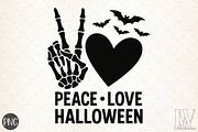 Peace Love Halloween, Skeleton Hand, an Illustration by Libby Wishes (Thumbnail 1 of 10)