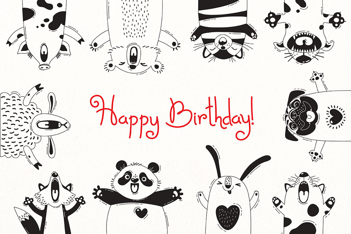 Funny Animals - Card Kit, an Animal Illustration by Baksiabat (Photo 7 of 9)