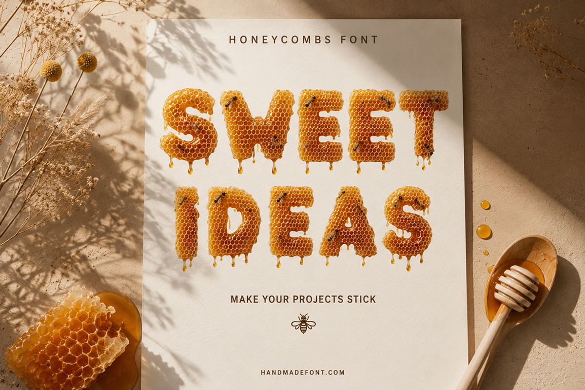 Honeycombs Font, a Sans Serif Font by Handmadefont (Photo 14 of 15)