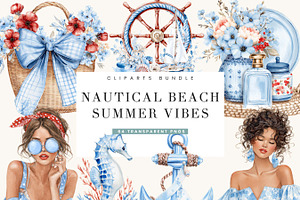 Nautical Beach Summer Clipart, a Seasonal Illustration by BusyDaydesign