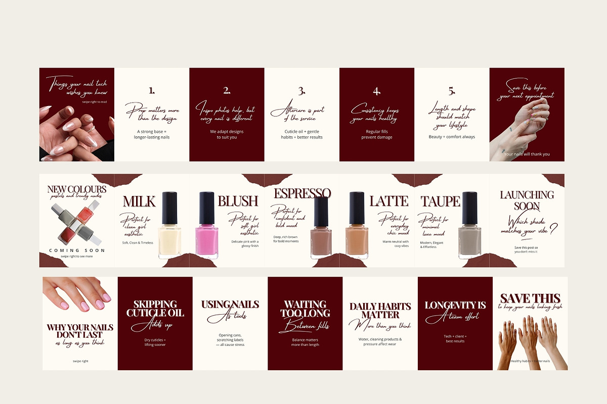 Nail Tech Instagram Carousels, a Social Media Template by Anna Design Studio (Photo 2 of 10)