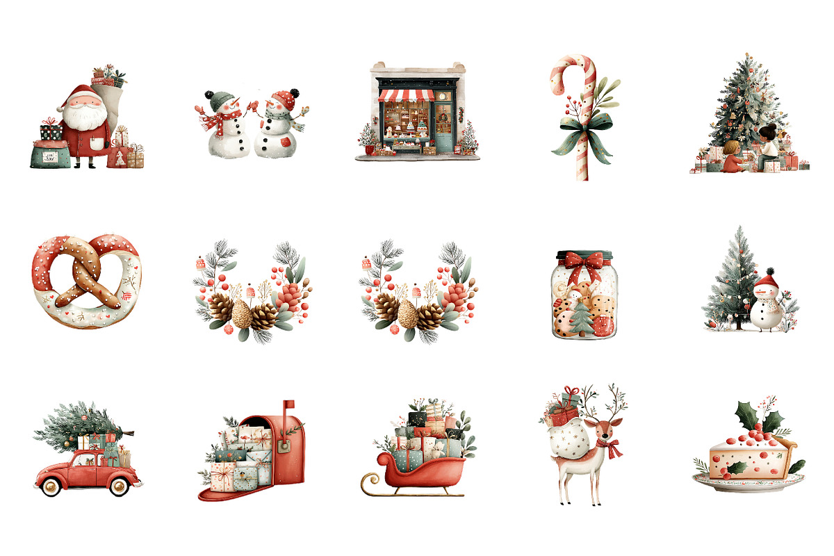 Watercolor Christmas Clipart, an Illustration by CreationArt (Photo 4 of 5)