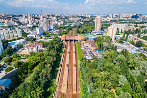 View of karavaevi dachi station in stock photo containing kiev and ukraine, a Transportation Photo by Leonid Andronov