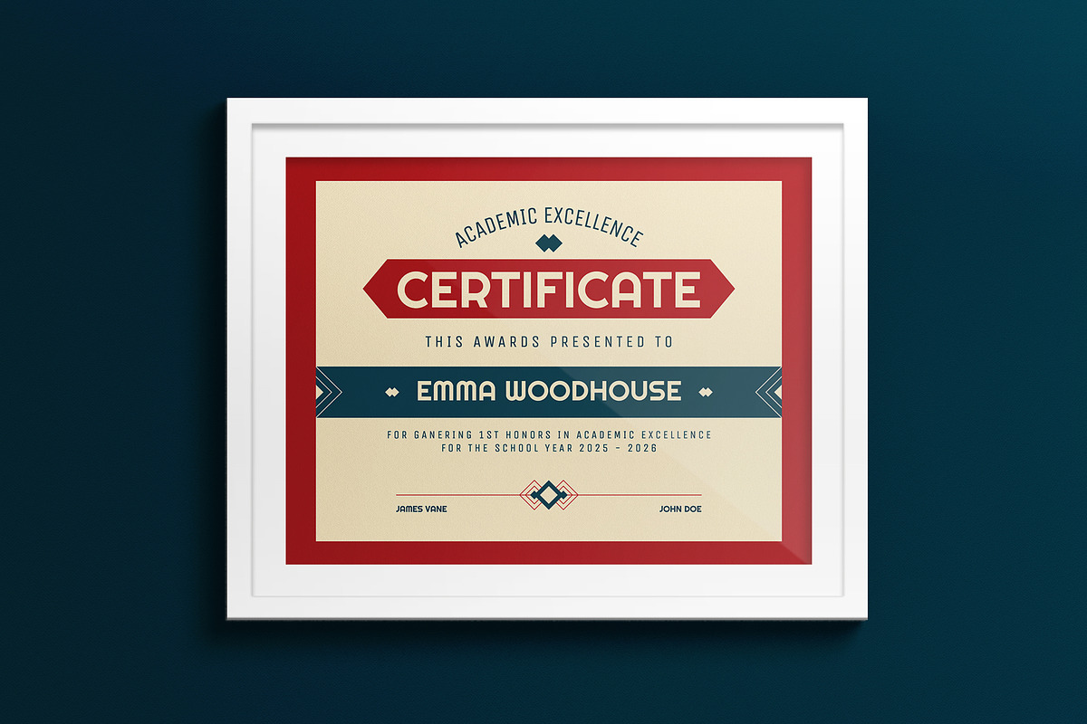 Red Vintage Design Certificate, a Print Template by graphicook (Photo 1 of 3)