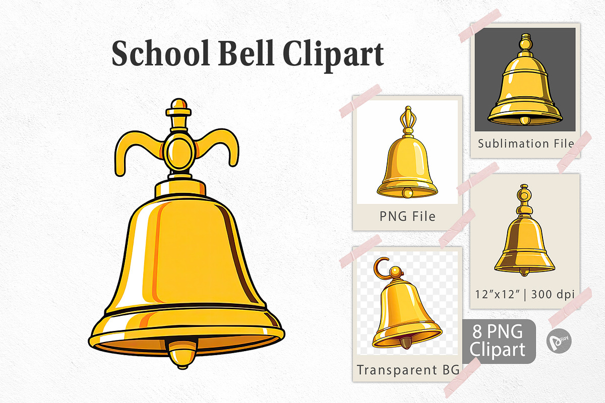 School Bell Clipart, a Graphic by Artnoy (Photo 1 of 5)