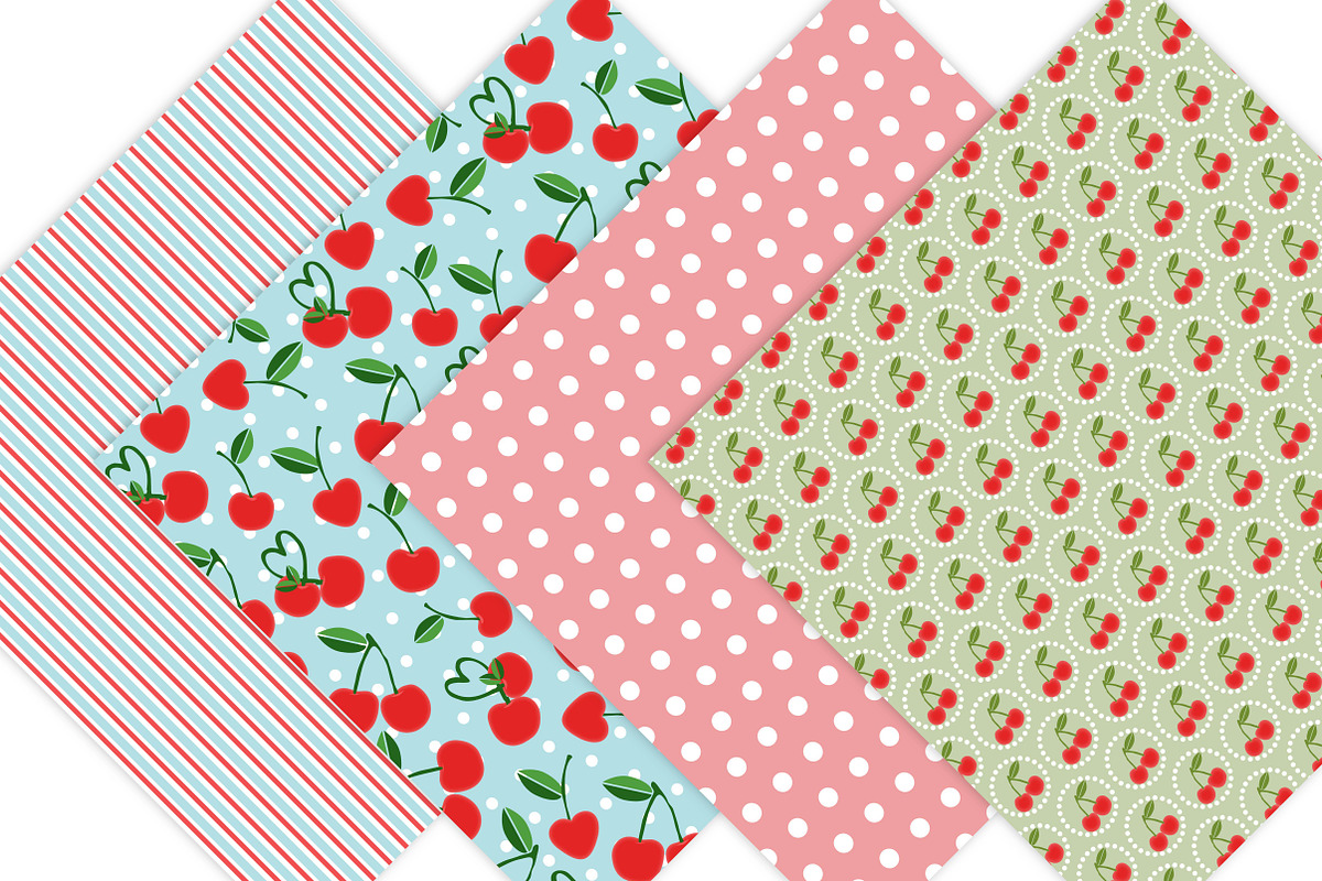 Cherry Digital Paper - Cottage Chic, a Pattern Graphic by Leska's Digitals (Photo 2 of 5)