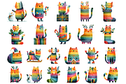 Rainbow Christmas Cat Clipart, an Illustration by Markicha Art (Thumbnail 6 of 6)