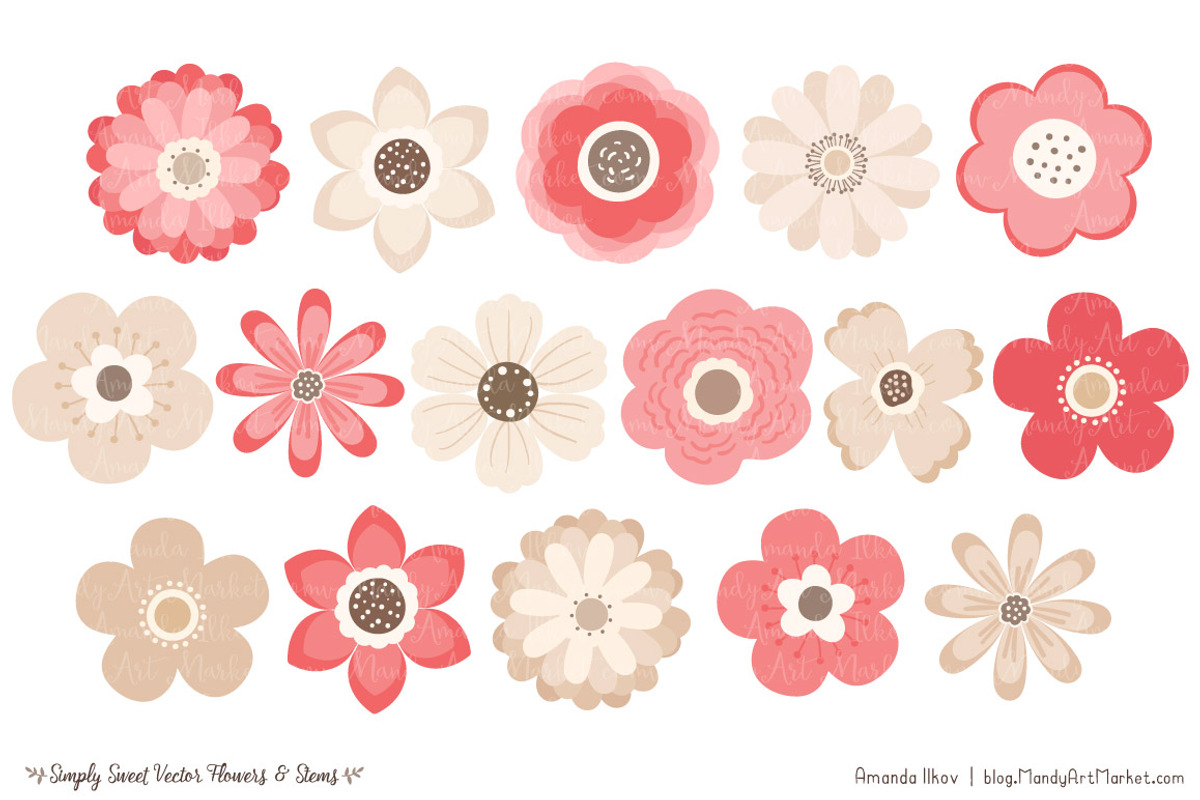 Coral Flowers Vectors, an Illustration by Amanda Ilkov (Photo 3 of 4)