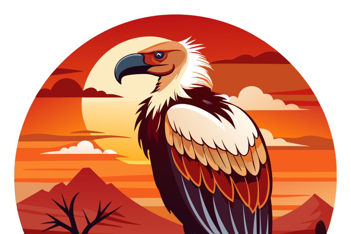 Vulture perched on branch sunset, an Animal Illustration by SouravDesign (Photo 2 of 3)