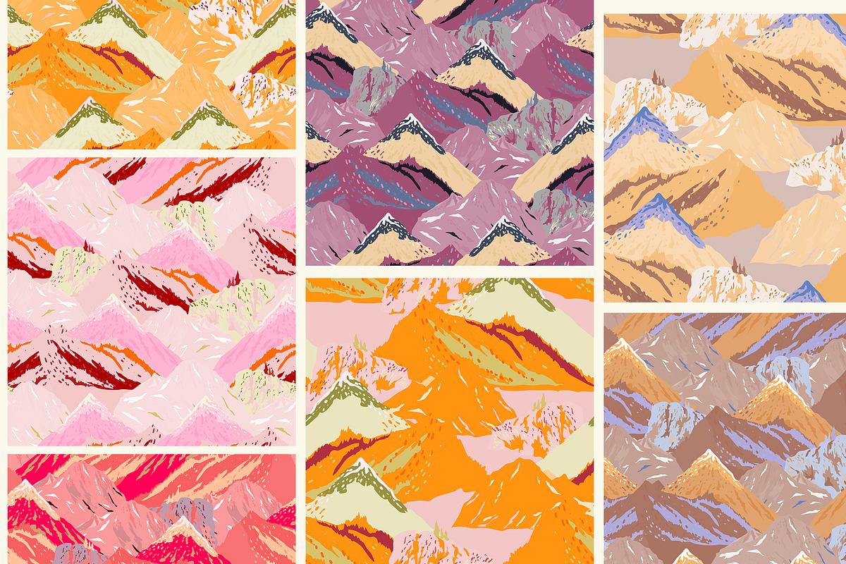 Mountains seamless vector set, a Pattern Graphic by PatternsBlooming (Photo 8 of 11)