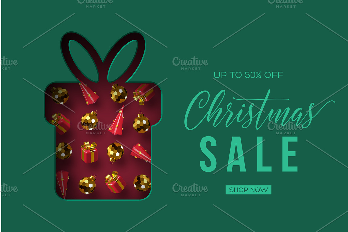 Vector Christmas sale banner, an Object Illustration by Liudmyla Matviiets