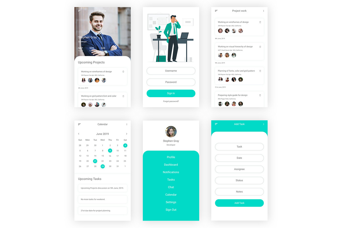 Daily Task Management Figma App, an UI Kit Template by themelove