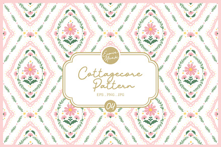 Cottagecore Pattern 4 Pink Flower, a Pattern Graphic by Euonia Meraki