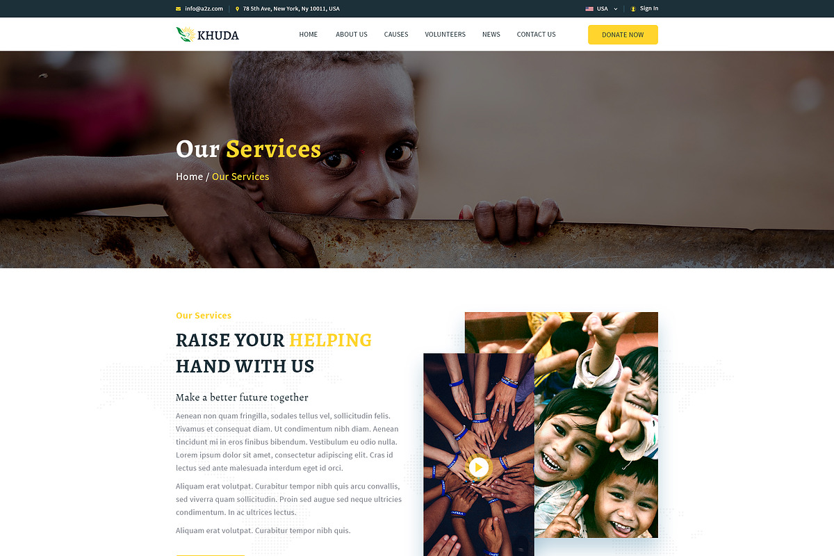 KHUDA Non-Profit PSD Template, a Landing Page Template by Andit themes (Photo 7 of 15)