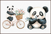 Cute Spring Panda Clipart, an Illustration by Sublimation Artist (Thumbnail 3 of 6)