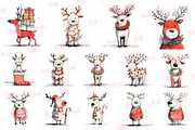 Christmas Reindeer Clipart, an Illustration by Markicha Art (Thumbnail 2 of 5)