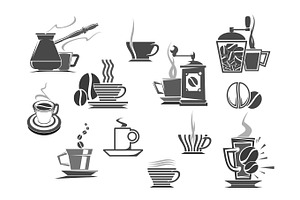 Coffee Drinks And Coffeemakers Vector Icons