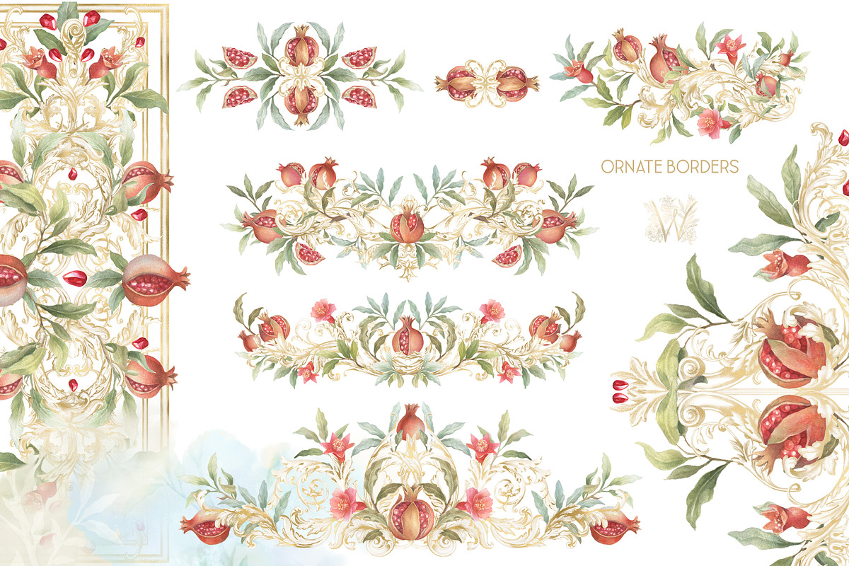 Watercolor Pomegranate collection, a Decorative Illustration by WonderWonder (Photo 5 of 12)