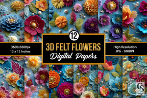 3D Colorful Beaded Felt Flower Paper, a Pattern Graphic by Creative Store