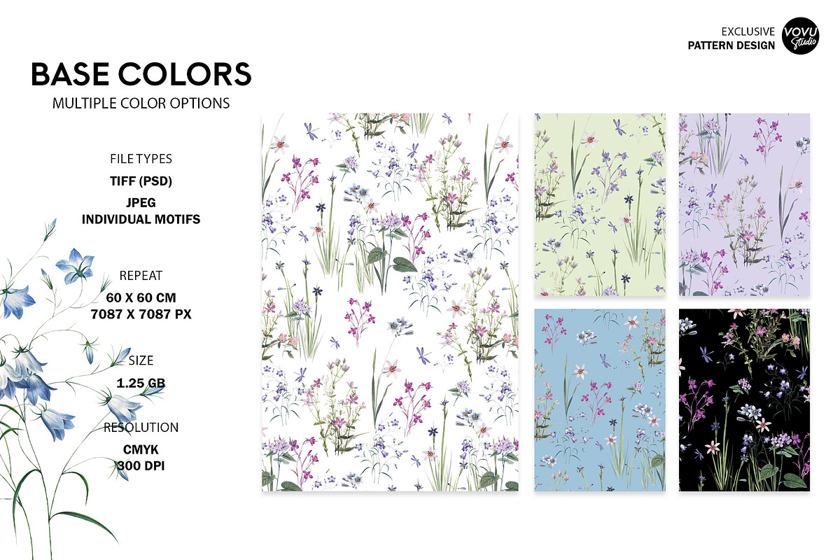 Delicate Flowers Pattern Design, a Pattern Graphic by VOVU Studio (Photo 9 of 10)