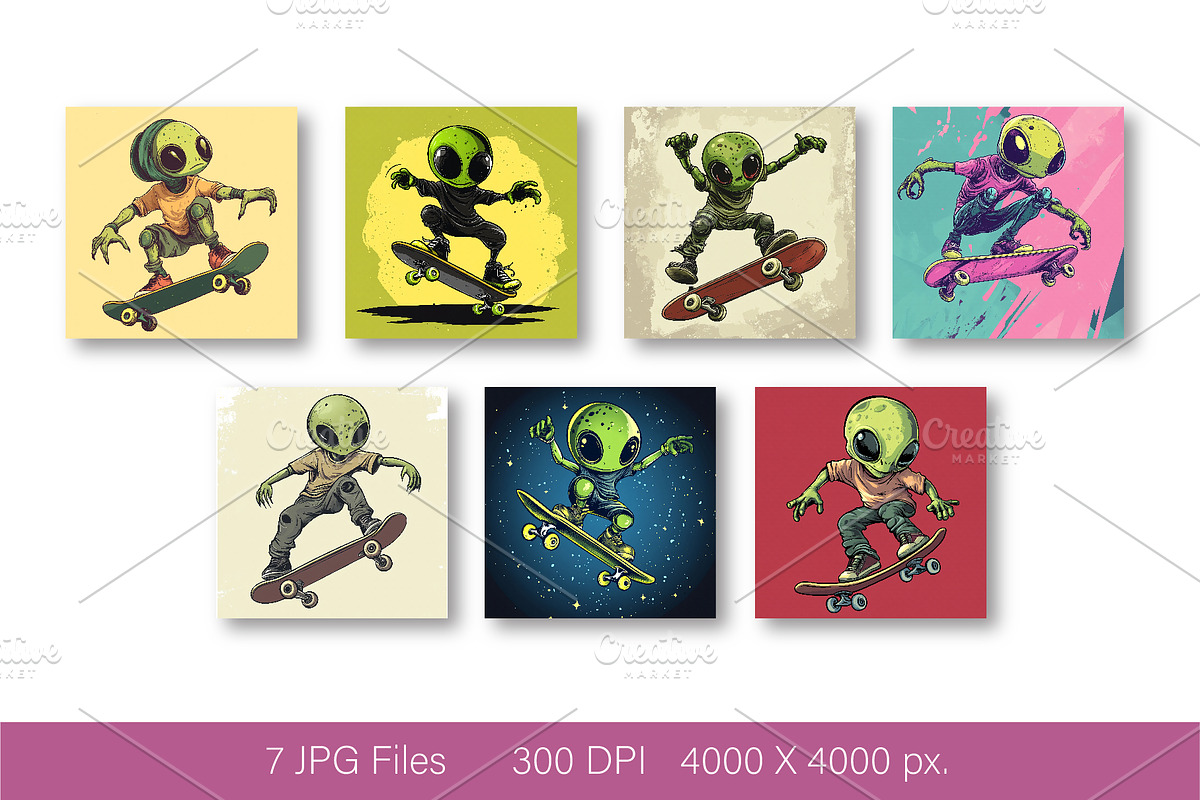 Alien on skateboarding. TShirt, an Animal Illustration by KENO Mascots (Photo 3 of 10)