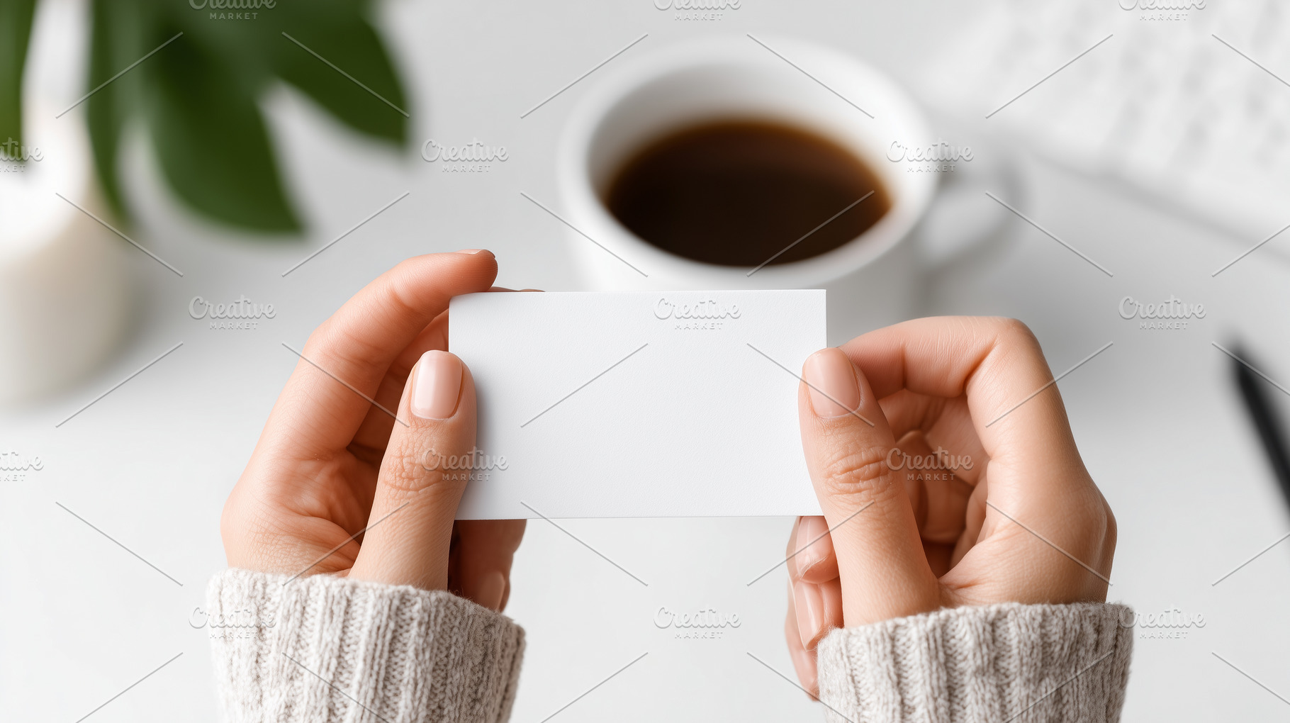 Woman holding blank white card, a Business Photo by MistyDay