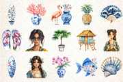 Tropical Chinoiserie Beach Clipart, an Illustration by Rose Art (Thumbnail 2 of 4)