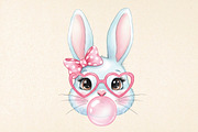 Coquette Easter Bunny Bubblegum Png, an Illustration by DreamPrint404 (Thumbnail 1 of 6)