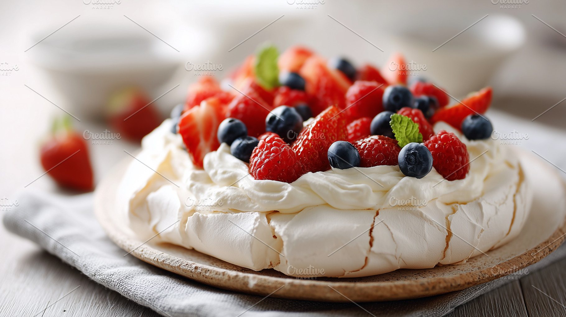 Homemade pavlova meringue cake, a Food & Drink Photo by MistyDay