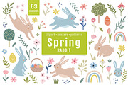 Easter Bunny Clipart, a Seasonal Illustration by Nadezhda Mikhailova (Thumbnail 1 of 11)