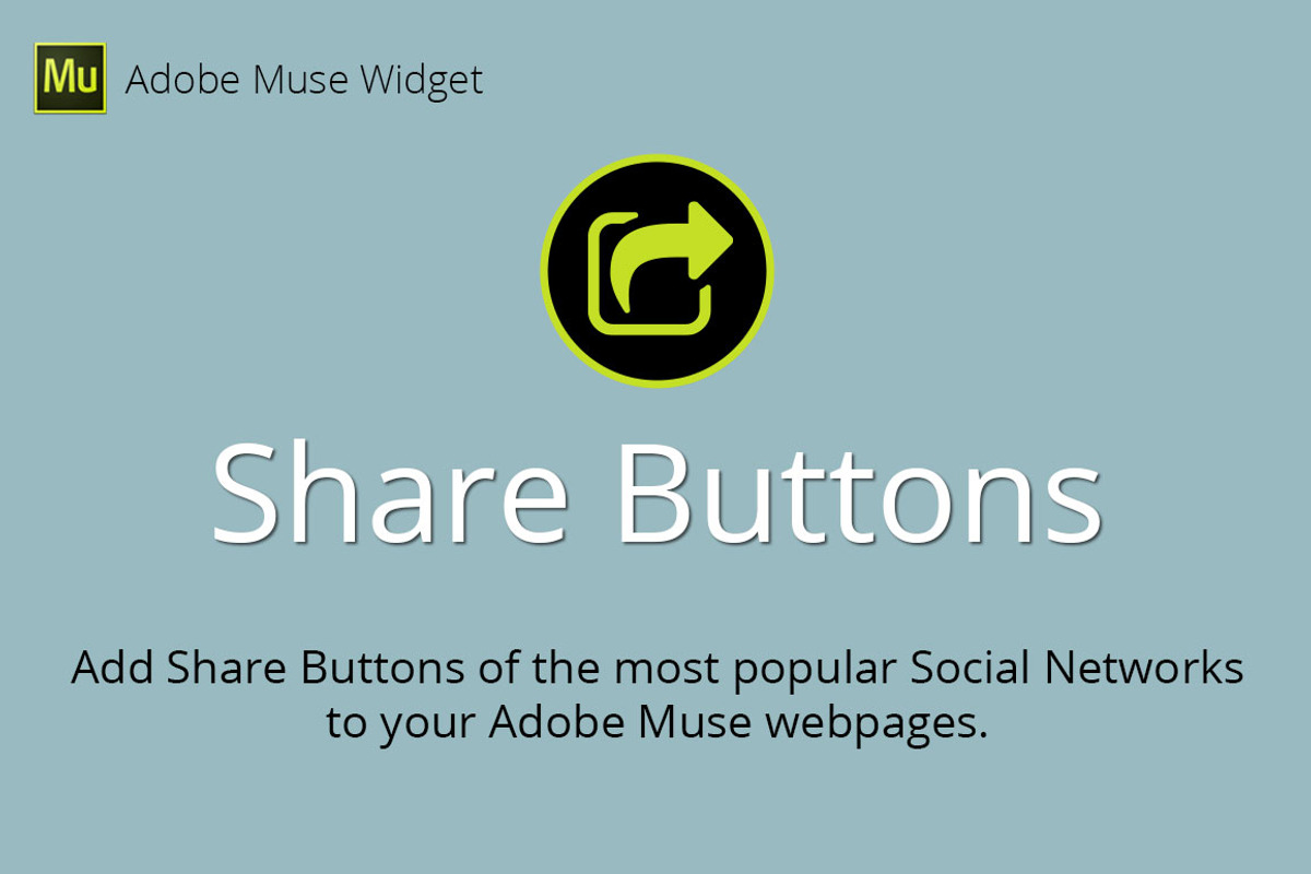 Share Buttons Adobe Muse Widget, a Plug-in Add-On by MuseTemplatesPro (Photo 1 of 2)