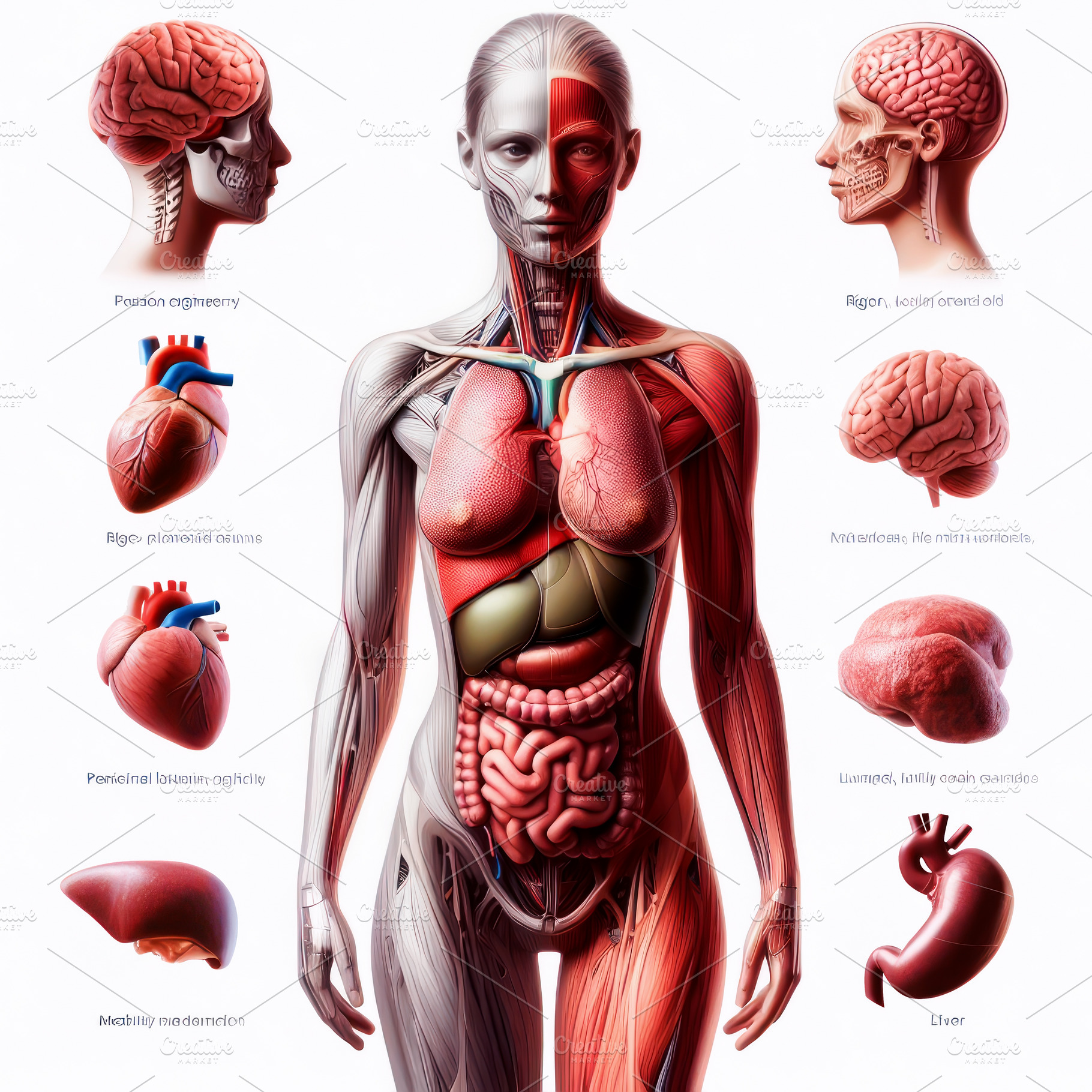 Woman body internal organs and parts, a Health & Medical Photo by angellodeco
