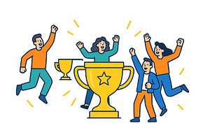 Celebrating victory with excitement, a Person Illustration by ZinetroN