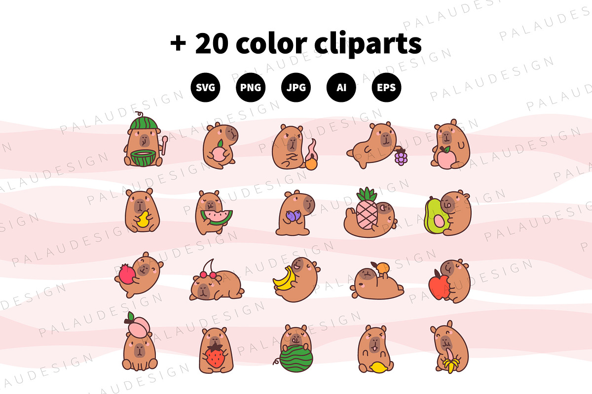 Cute Capybara and Fresh Fruits, a Seasonal Illustration by Palau (Photo 10 of 12)