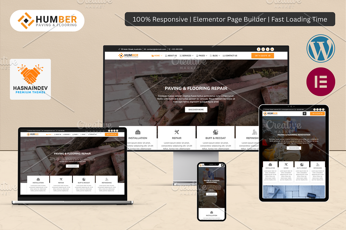 Paving, Construction & Flooring, a WordPress Template by HasnainDEV (Photo 1 of 5)