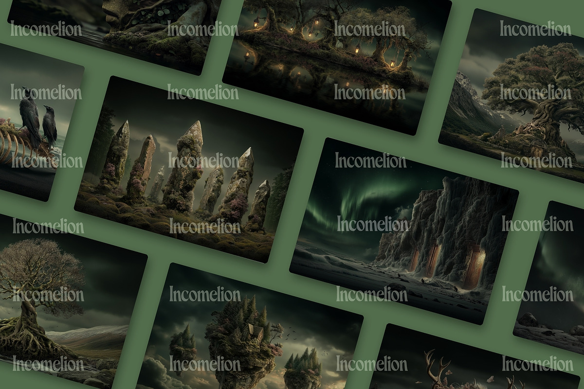 30 Nordic Fantasy Backgrounds, a Decorative Illustration by Incomelion (Photo 8 of 13)