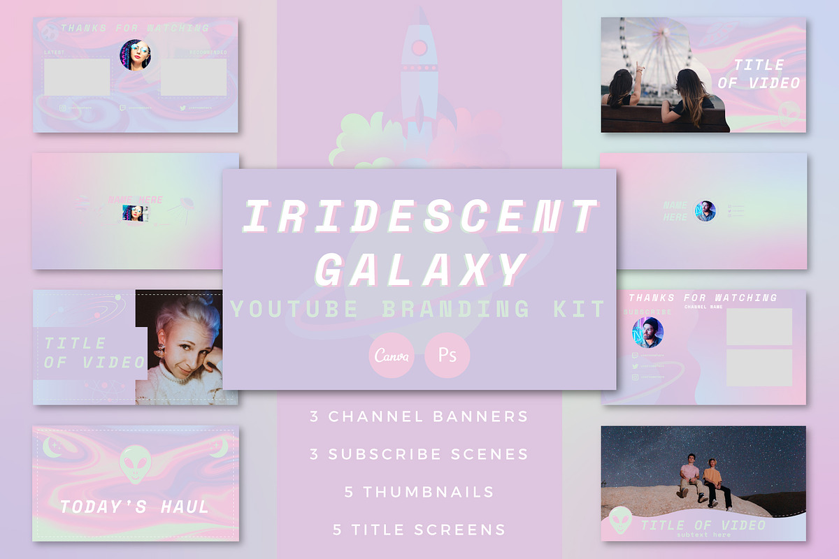 Youtube: Iridescent Branding Kit, a Social Media Template by Liseno Designs (Photo 1 of 6)