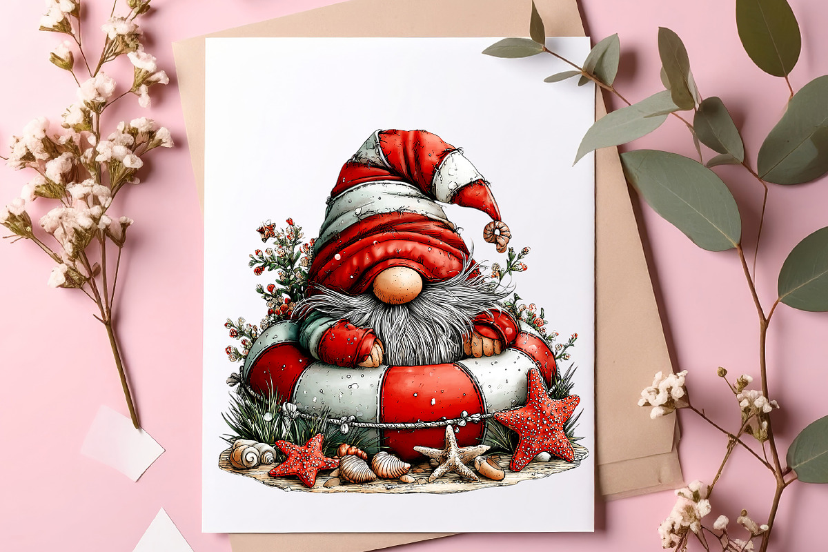 Watercolor Beach Gnome Clipart, an Illustration by SinaCreation (Photo 6 of 7)