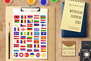 Watercolor European Flags, an Object Graphic by Kitiri Space (Thumbnail 1 of 4)